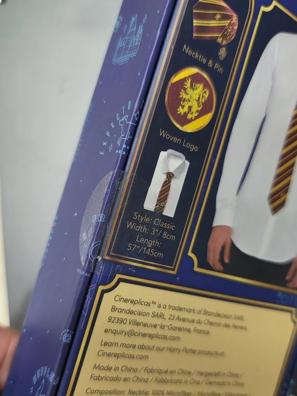 NWOT. Harry Potter Gryffindor Necktie & Pin Set - Maroon & Gold. Unopened